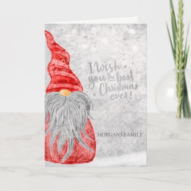 Adorable Cute Gnome Holiday Card (Front)