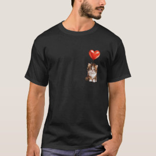 Adorable Cute Kitten looking up a Red Heart Balloo T-Shirt
