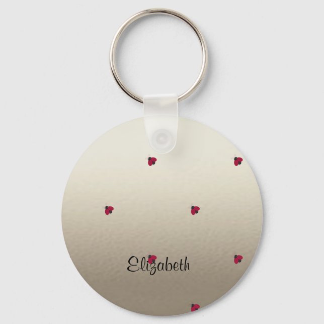 Adorable Cute ,Ladybugs,Luminous-Personalised Key Ring (Front)