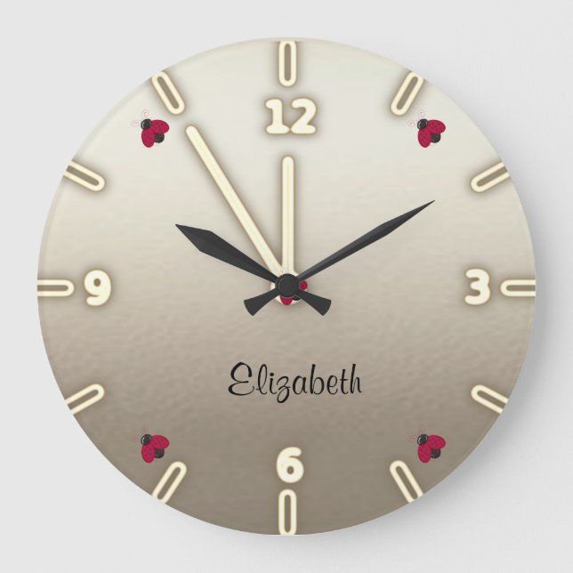Adorable Cute ,Ladybugs,Luminous-Personalised Large Clock (Front)