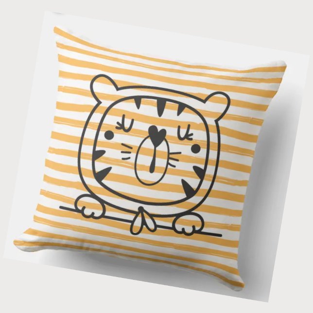 Adorable cute little tiger pastel nursery kids cushion (Creator Uploaded)