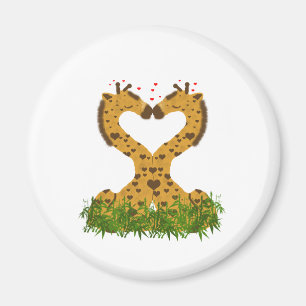Adorable Cute Love Giraffes Heart Shaped Kissing Magnet