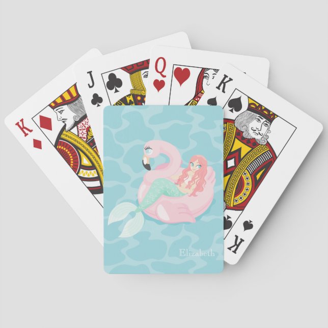 Adorable Cute Mermaid, Sea Playing Cards (Back)