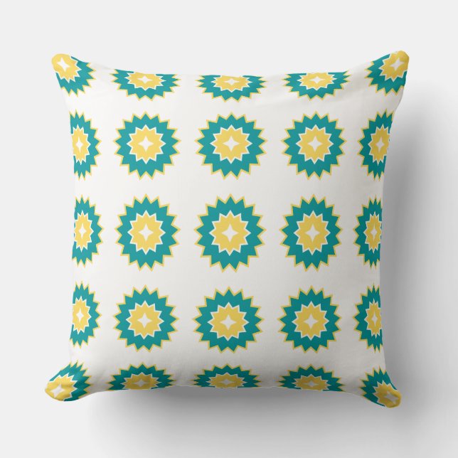 Adorable cute modern pattern blue white yellow  cushion (Front)