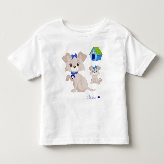 Adorable Cute Mummy Dog with Puppy Toddler T-Shirt (Front)