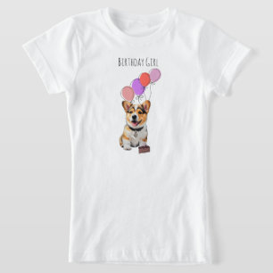Adorable Cute Must-Have Pink Corgi Birthday Girl T-Shirt