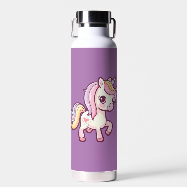 Adorable Cute Pastel Unicorn Water Bottle (Front)