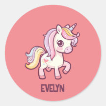 Adorable Cute Pastel Unicorn with Kids Name