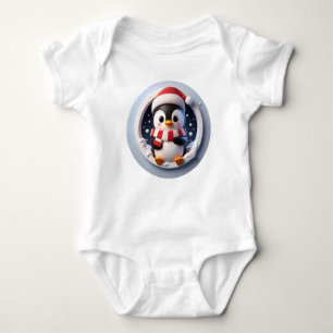 Adorable Cute Penguin Bursting Out Baby Bodysuit