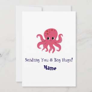 Adorable Cute Pink Octopus Kawaii Illustration Invitation