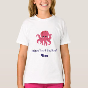 Adorable Cute Pink Octopus Kawaii Illustration T-Shirt
