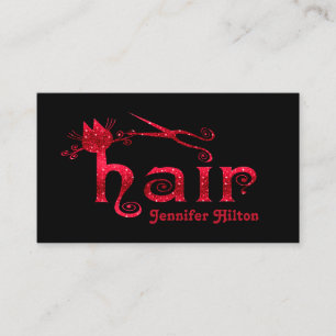 Adorable cute red glittery cat hair logo business card