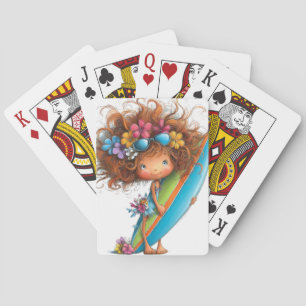 ADORABLE CUTE SUMMER THEMED GIRL PLAYING CARDS