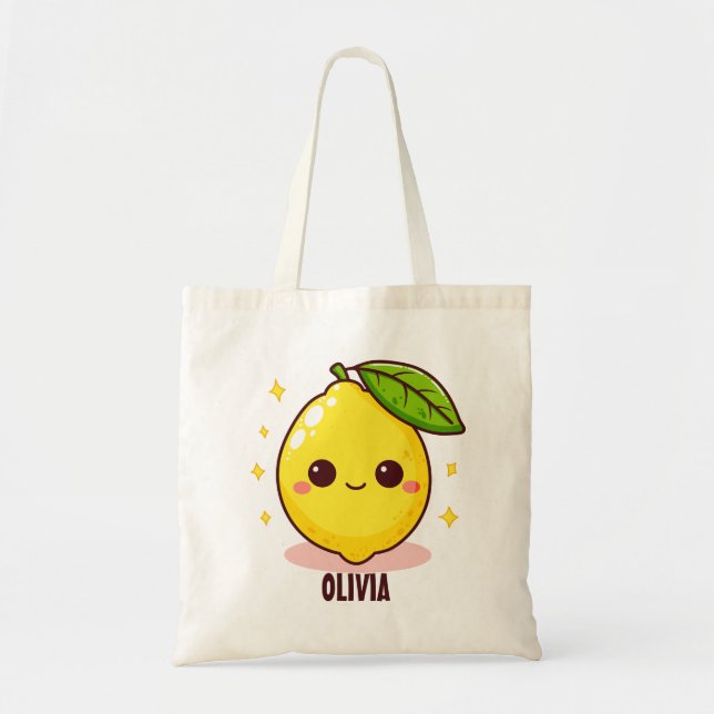 Adorable Cute Yellow Lemon Personalised Tote Bag (Front)