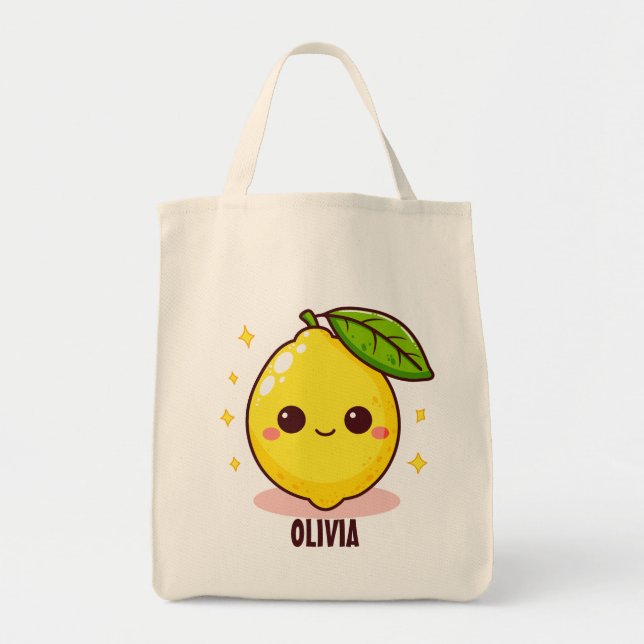 Adorable Cute Yellow Lemon Personalised Tote Bag (Front)