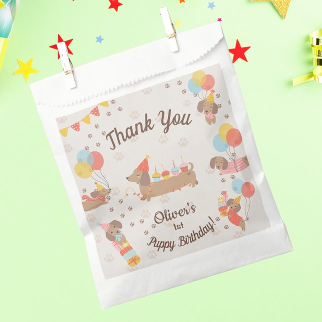 Adorable Dachshund Birthday Party Puppy Thank You Favour Bags (Creator Uploaded)