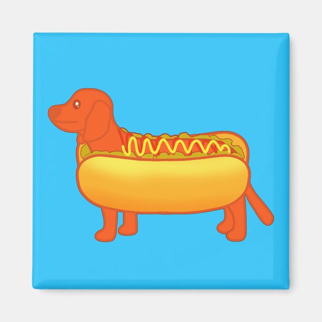 Adorable Dachshund Hot Dog Magnet (Front)