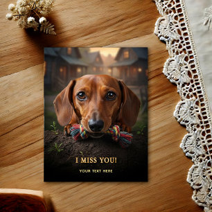 Adorable Dachshund I Miss You Postcard