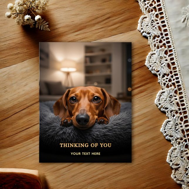 Adorable Dachshund Thinking Of You Postcard (Creator Uploaded)