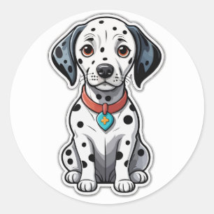 Adorable Dalmatian Puppy Sticker: Cute Spotted Dog Classic Round Sticker