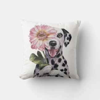 Adorable Dalmatian Watercolor  Illustration  Cushion