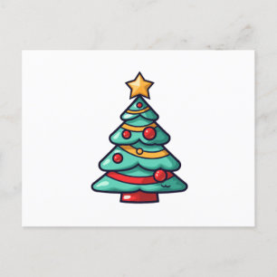 Adorable Decorated Christmas Tree Art Holiday Postcard