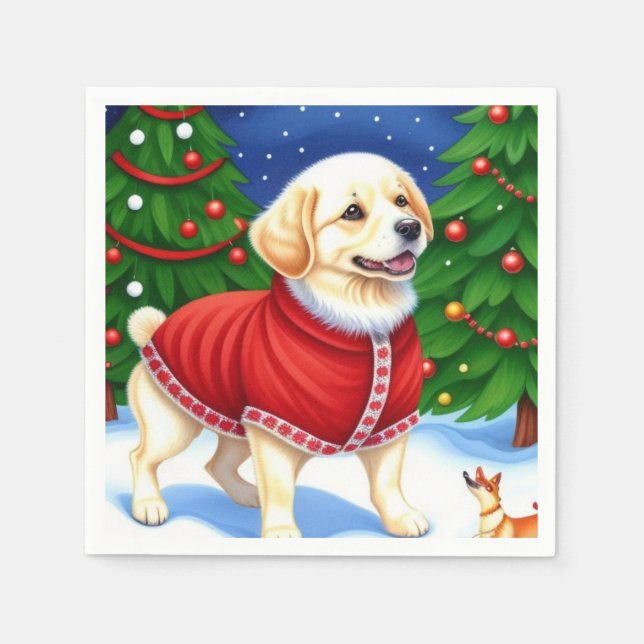 Adorable Decorative Holiday Dog Napkin (Front)