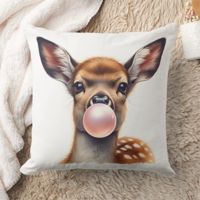 Adorable Deer Blowing Bubble Gum Nursery Cushion (Blanket)