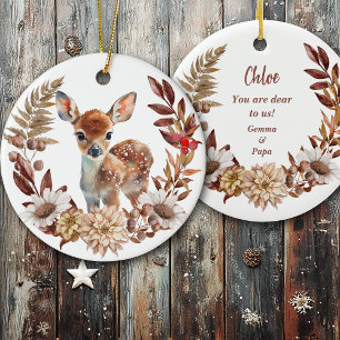 Adorable Deer Fawn Wreath Granddaughter Ceramic Tree Decoration