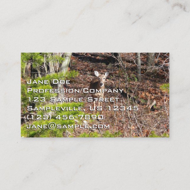 Adorable Deer in the Woods Nature Photography Business Card (Front)