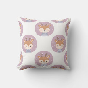 Adorable Deer Portrait Pattern Cushion