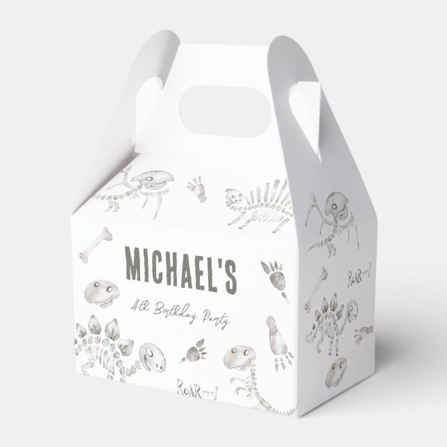 Adorable Dino Dig Birthday  Favour Box (Front Side)