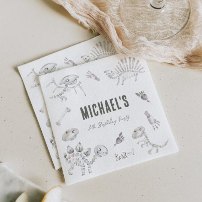 Adorable Dino Dig Birthday  Napkin (Creator Uploaded)