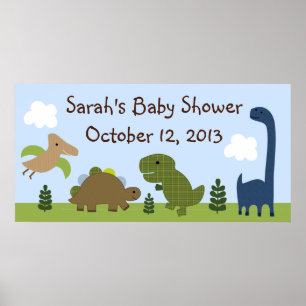 Adorable Dino/Dinosaurs Baby Shower Poster/Banner Poster