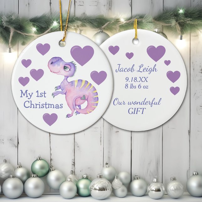 Adorable Dinosaur Baby First Christmas Ceramic Tree Decoration (Creator Uploaded)