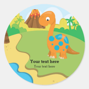 Adorable dinosaur classic round sticker