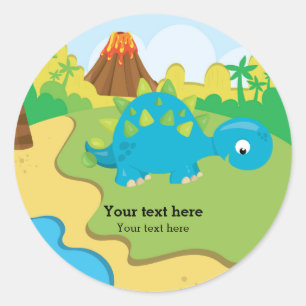 Adorable dinosaur classic round sticker