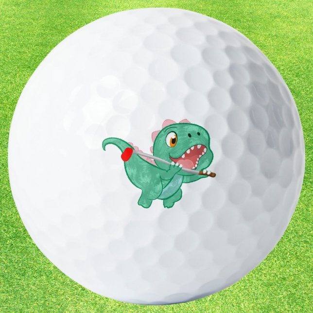 Adorable Dinosaur Flying With Golf Club Golf Balls (Creator Uploaded)