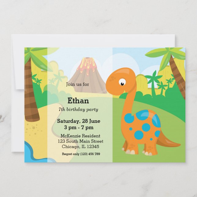 Adorable dinosaur invitation (Front)