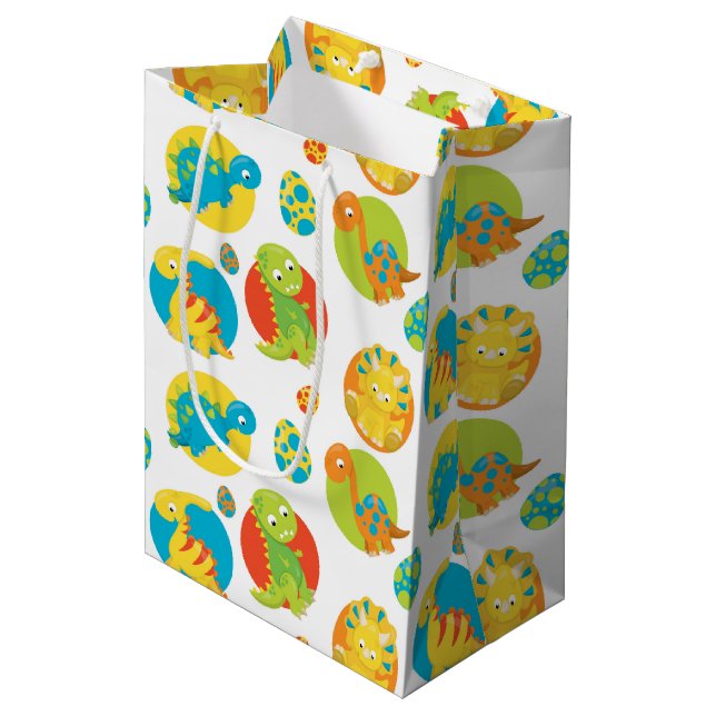 Adorable Dinosaur Medium Gift Bag (Front Angled)