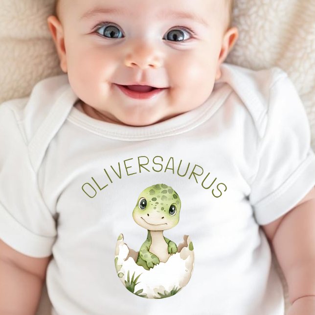 Adorable Dinosaur Personalised Dino Babysaurus  Baby Bodysuit (Creator Uploaded)