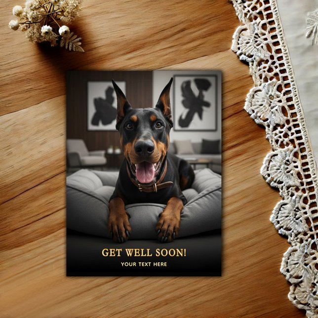 Adorable Doberman Pinscher  Get Well  Postcard (Creator Uploaded)