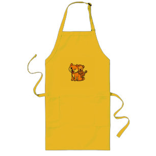 Adorable Dog and Monkey Cartoon Duo Long Apron