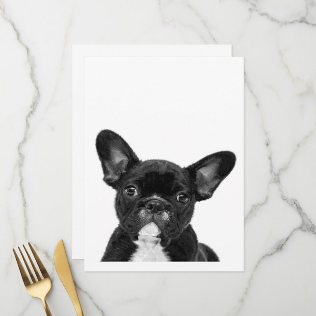 Adorable Dog | Black French Bulldog Face Menu (Front/Back In Situ)