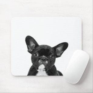 Adorable Dog Black French Bulldog Face Mouse Pad