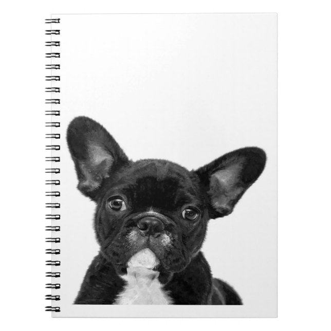 Adorable Dog | Black French Bulldog Face Notebook (Front)