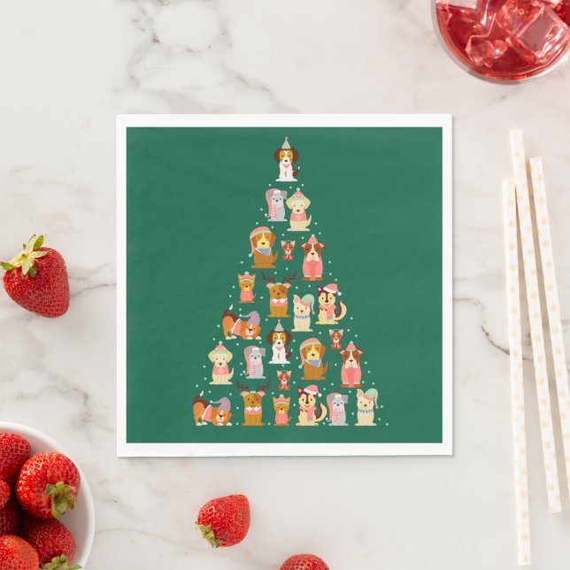Adorable Dog Christmas Tree  Napkin (Insitu)