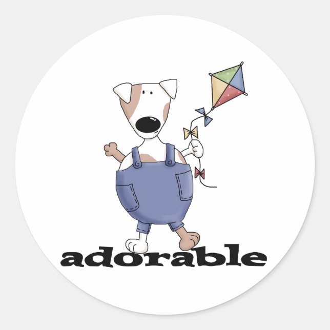 ADORABLE DOG CLASSIC ROUND STICKER (Front)