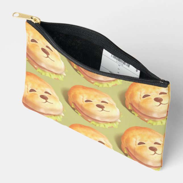 Adorable Dog Face Burger Pattern Accessory Pouch (Open)