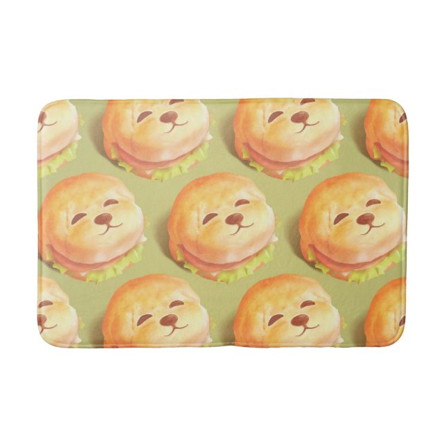 Adorable Dog Face Burger Pattern Bath Mat (Front)